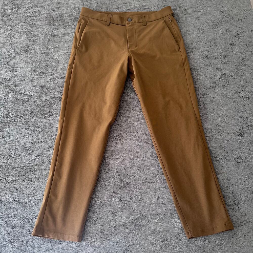 Lululemon ABC Slim-Fit Trouser Pant Men Size 32 Brown Warpstreme Casual Travel